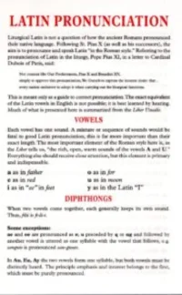 Latin Pronunciation Guide